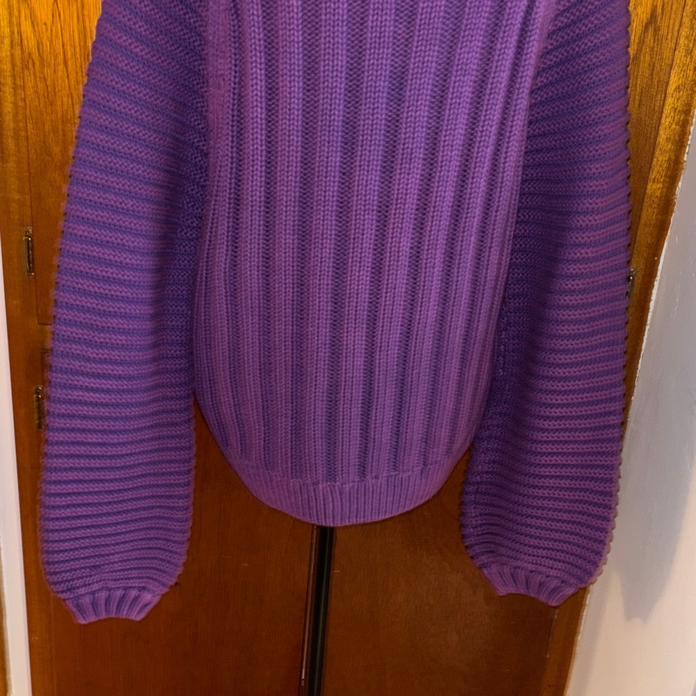 NWT FREE PEOPLE Glowing Orchid Purple Women's Sweetheart Sweater SZ LARGE - Picture 7 of 11